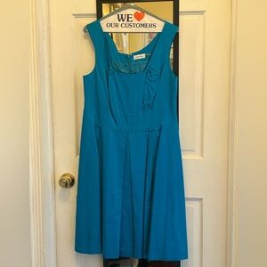 Vibrant Turquoise Calvin Klein A-Line Midi Dress Size 12